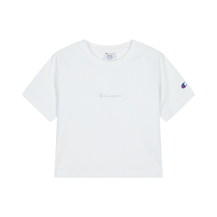 Champion冠军短袖女2026春季新款纯色短款休闲风微宽松T恤插肩袖