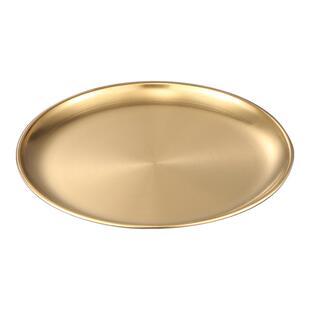 韩式不锈钢圆盘托盘水果盘蛋糕盘骨碟烤肉盘浅盘子方形耐高温造型