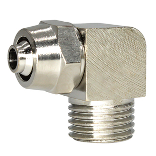 气动PL锁母弯通快拧气管接头2分3分M5螺纹金属10/8/4mm气线快插头