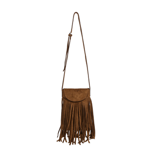 废土牛仔风斜挎小包包女2025新款潮美拉德棕色波西米亚复古流苏包