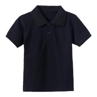 罗蒙儿童夏季校园班服男童黑色短袖polo衫女童白色短袖小学生t恤