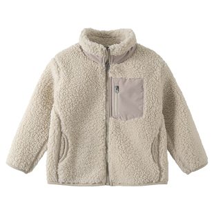 摇粒绒儿童立领保暖外套秋冬男童羊羔绒加厚加绒茄克白色中大童5