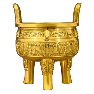 铜鼎三足鼎盛千秋摆件三足圆鼎克鼎宝鼎家居办公室客厅大号工艺品