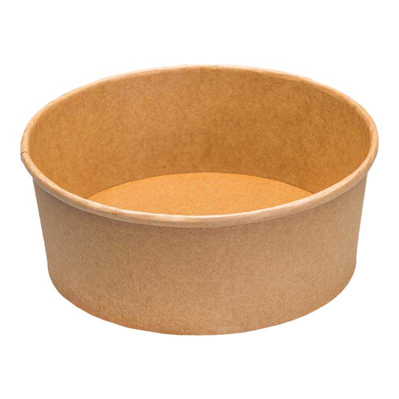 一次性餐盒圆形牛皮纸加厚带盖碗
