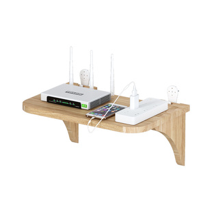 实木墙上免打孔电视机顶盒路由器置物架床头墙面一字隔板挂墙支架