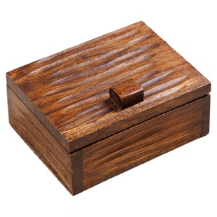 泰国木盒子复古名片收纳盒实木质桌面杂物小木箱子棉签首饰盒家用