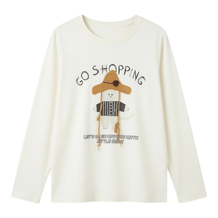 采多宝大码女装卡通俏皮针织帽印花T恤胖mm动物图案减龄梨型上衣