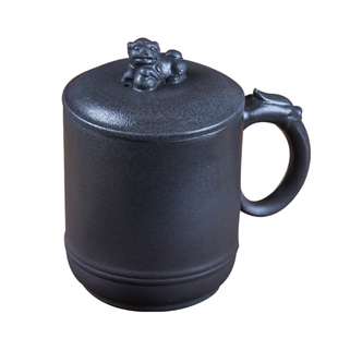 荥经砂锅朱氏砂器手工制作无釉健康黑砂麒麟杯包邮