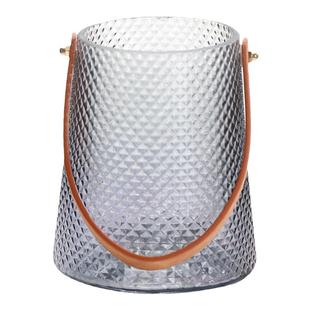 创意手提玻璃花瓶高级感透明插花水养现代简约宽口花瓶客厅摆件