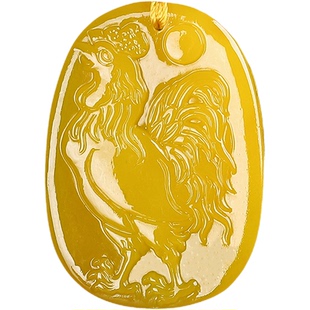 黄鸡吊坠2026马年招财吊坠十二生肖黄土鸡牌吊坠辰酉鸡挂件护身符