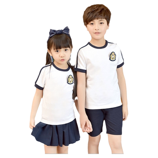 幼儿园园服夏季短袖学院风运动服校服男女童装韩版套装小学生班服