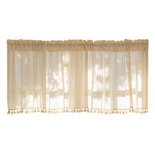 新款透光不透人日式棉麻纱帘半帘短帘厨房飘窗阳台遮光免打孔窗帘