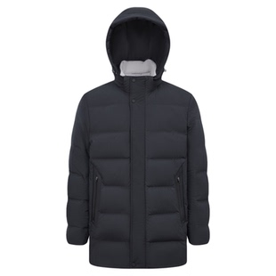 【鹅绒】德鲨2025冬新中长款可拆卸连帽羽绒服男保暖外套