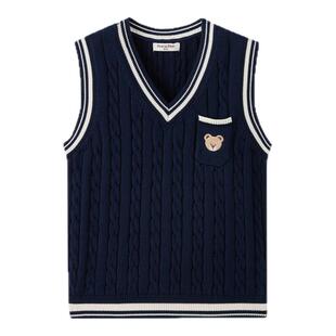 【抗静电】PawinPaw卡通小熊童装26年春夏新款男童男宝宝针织马甲