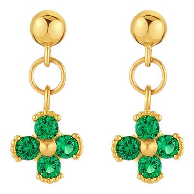 一撇一捺YPYN晨雾花园耳钉10K金四叶草耳环绿色耳饰奢华精致小巧