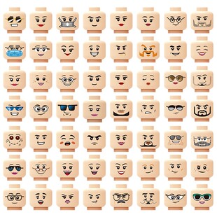 国产小颗粒MOC积木零件 人仔印刷配件 头部 表情 脸部 3个