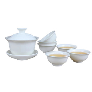 亏本陶瓷纯白茶具套装家用功夫茶具白玉瓷冲泡茶三才盖碗茶壶茶杯