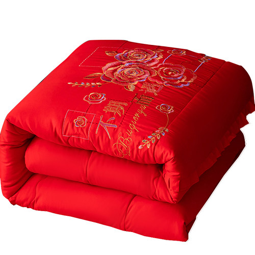 结婚绣花被子大红色喜被婚庆双人被芯加厚保暖刺绣冬被新婚陪嫁礼
