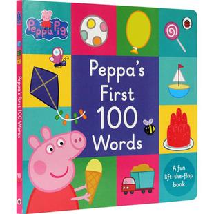 小猪佩奇英文绘本 粉红猪小妹100个入门单词 Peppa Pig Peppa's First 100 Words 大纸板翻翻书 绘本儿童启蒙早教library 0-5岁