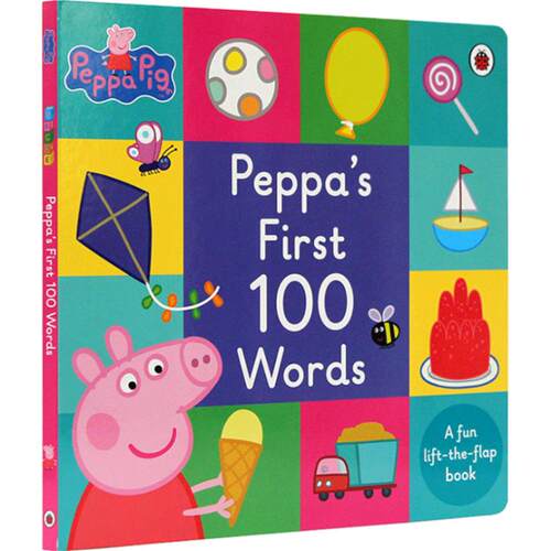 first100words翻翻书 Peppa Pig 小猪佩奇英文绘本 粉红猪小妹100个入门单词 英文原版绘本大开本纸板书儿童启蒙早教library 0-5岁