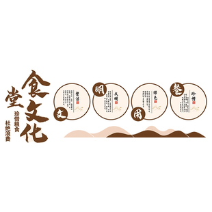 食堂文化墙贴学校职工员工餐厅珍惜节约粮食宣传标语背景挂画布置