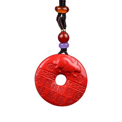 天然原矿朱砂吊坠十二生肖款