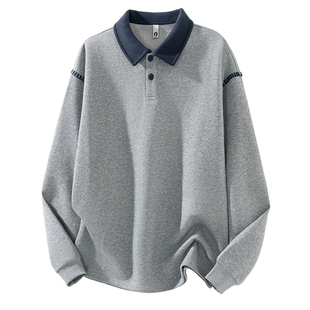 班尼路SK秋季撞色翻领polo衫卫衣男款2026新款时尚潮流宽松上衣YS