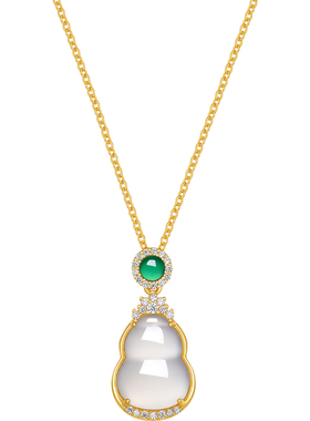 周六福白玉葫芦项链新中式S925银高级感小众送女友本命年礼物