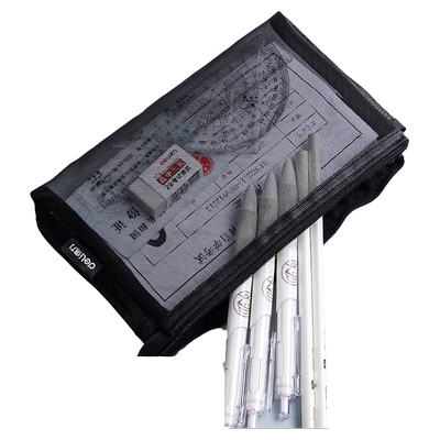 得力笔袋透明网纱小学生专用