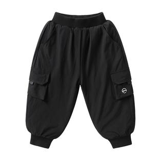 右欧儿童加绒工装裤束脚裤纯色户外冬季新款童装男童女童厚款长裤