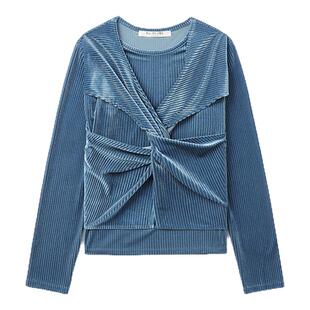 RAY BEAMS女装合身长袖上衣时尚设计感扭结设计叠层上衣140790XN