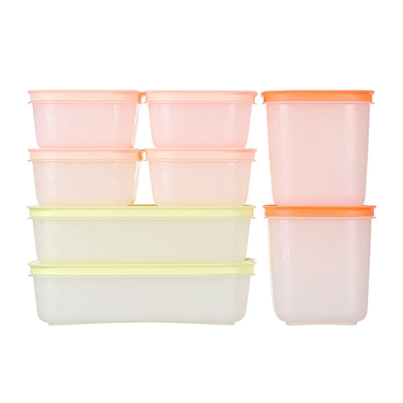 特百惠雪影新冷冻保鲜盒套装8件套水果收纳密封盒