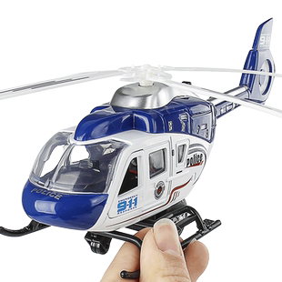 合金警察直升飞机儿童玩具救援直升机玩具仿真战斗机模型摆件男孩