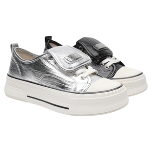 月芽儿厚底帆布鞋女2026新款春秋系带女鞋透气板鞋小白鞋休闲鞋子