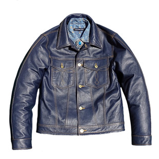 头层牛皮风暴骑士真皮短款皮夹克真皮皮衣男撞线牛仔上衣工厂直售