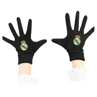西甲皇马巴萨马竞赫罗纳足球迷麂皮绒手套男女骑行可触屏分指保暖