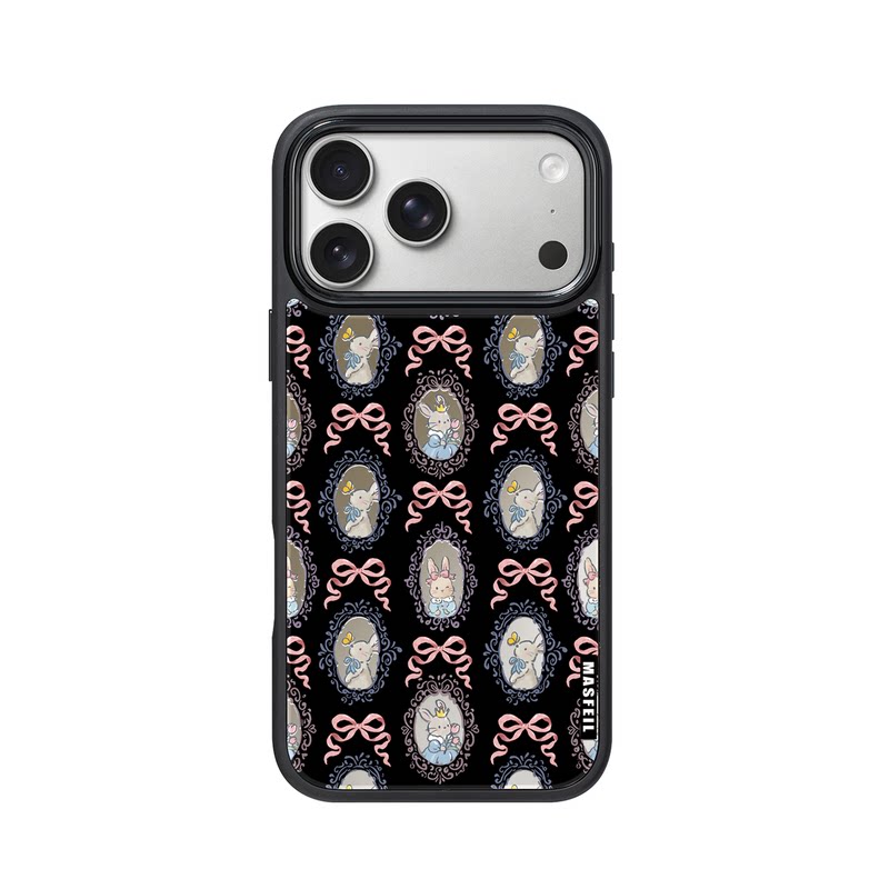 MASFEIL × 花边兔子适用苹果17Promax手机壳新款Ro2磁吸支点支架iPhone17Pro套高级感16pm镜面的全包可爱女