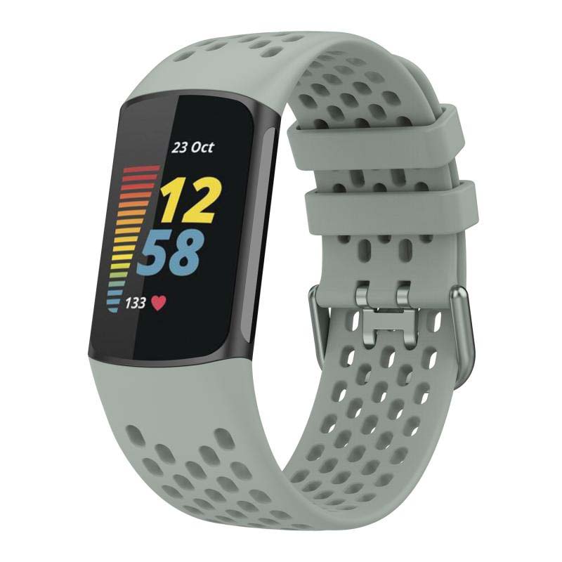 适用fitbitcharge5透气硅胶腕带
