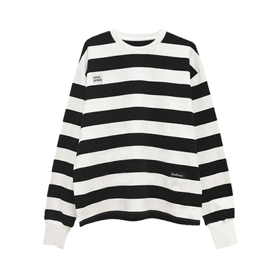 SoulSense黑白条纹刺绣春季卫衣