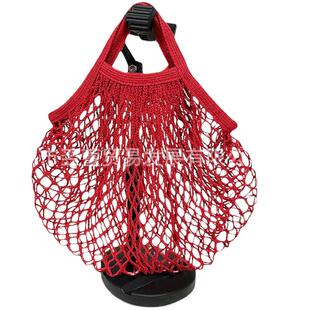 红色小网兜收纳袋全棉水果袋日常生活购物兜厨房装姜葱用编织网袋