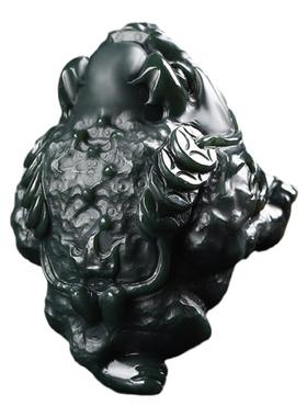 真品和田玉金蟾手把件新疆青玉三足金蟾把玩件男士女士文玩玉把件