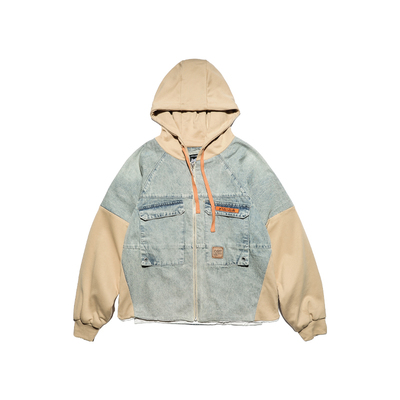 高街拼接水洗情侣牛仔外套秋新品