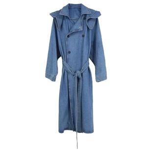 YOUWEI有尾2024秋季风衣带帽牛仔廓形大衣Y3524306