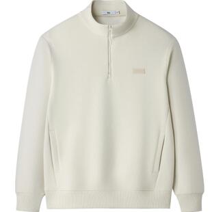 HLA/海澜之家微弹卫衣2025秋季新款半高领拉链胸前硅胶小标套衫男