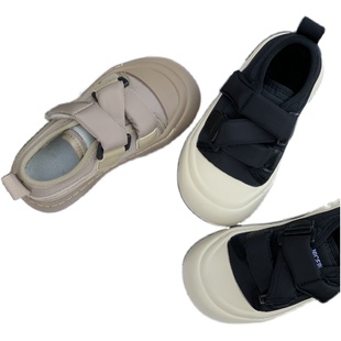 冬款男童女童板鞋加绒加厚保暖鞋大头鞋黑色饼干鞋布鞋卡其童鞋