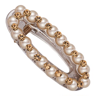 AJIDOU阿吉豆珍珠鸭嘴夹刘海夹韩系高级感超侧边椭圆形发夹前额夹