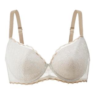 【小花漾】遐1mm超薄全罩杯蕾丝内衣女大码防下垂大胸显小文胸罩