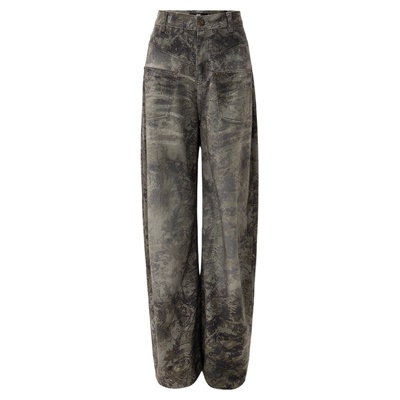 诱货夏季迷彩复古做旧女牛仔裤