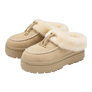 73hours女鞋厚芝士冬季新款厚底雪地靴女勃肯包头懒人毛毛鞋