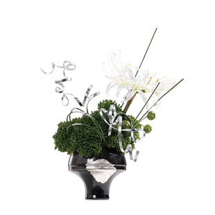 花小只 新中式银箔手工陶瓷花器花艺组合银簪 餐厅洽谈区桌面摆件